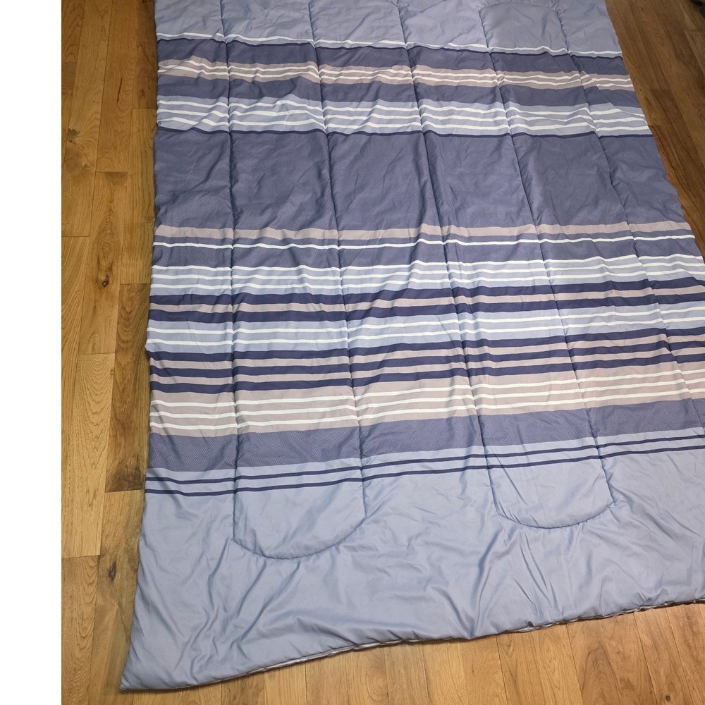 Blue Gray Striped Reversible Quilted Comforter Twin XL Nautical Bedding